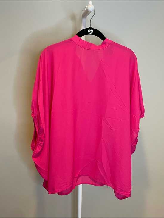 New York & Company Tops - New York & Company Bright Pink Draped Blouse